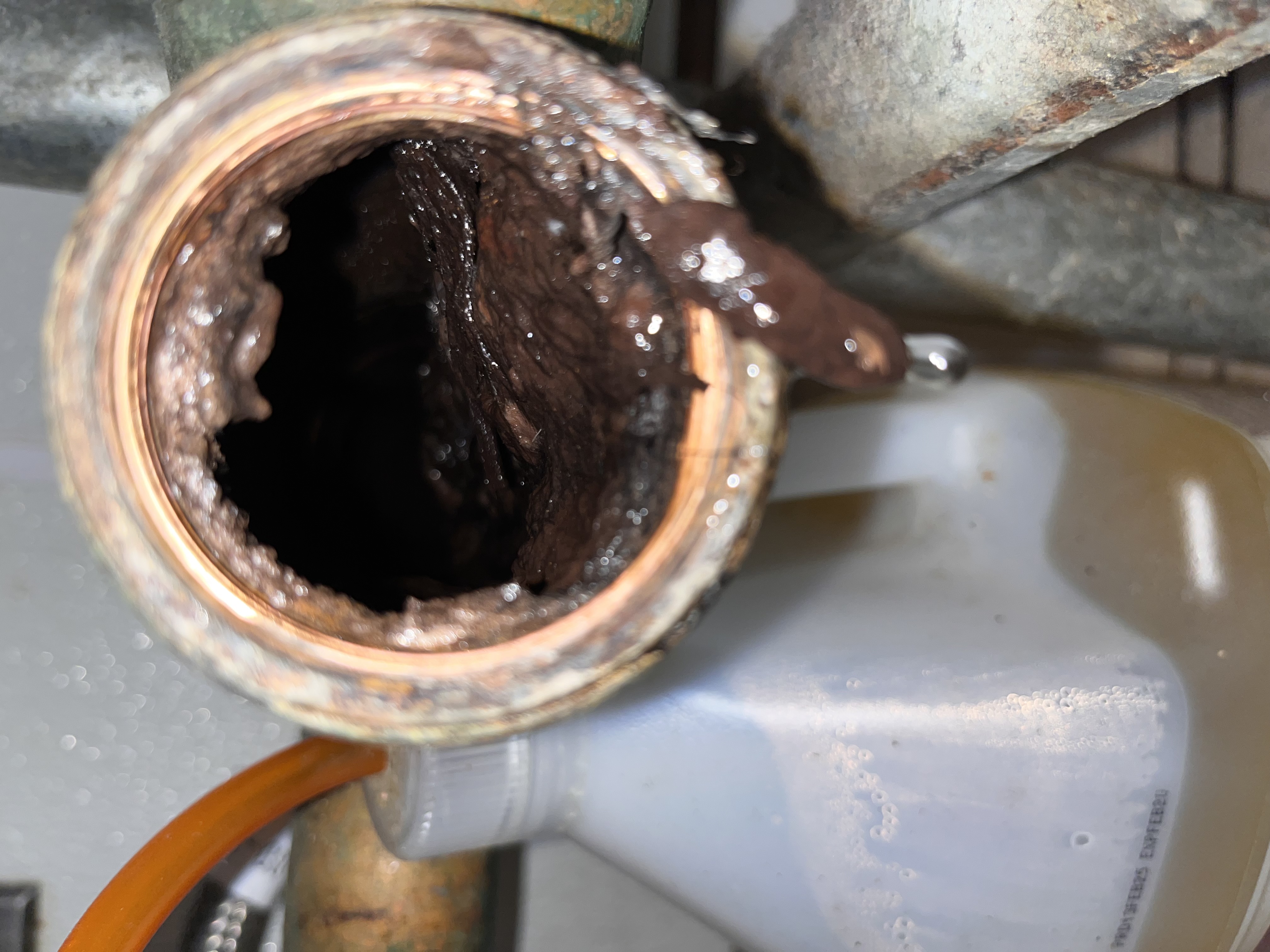 Technician checking a residential plumbing fixture