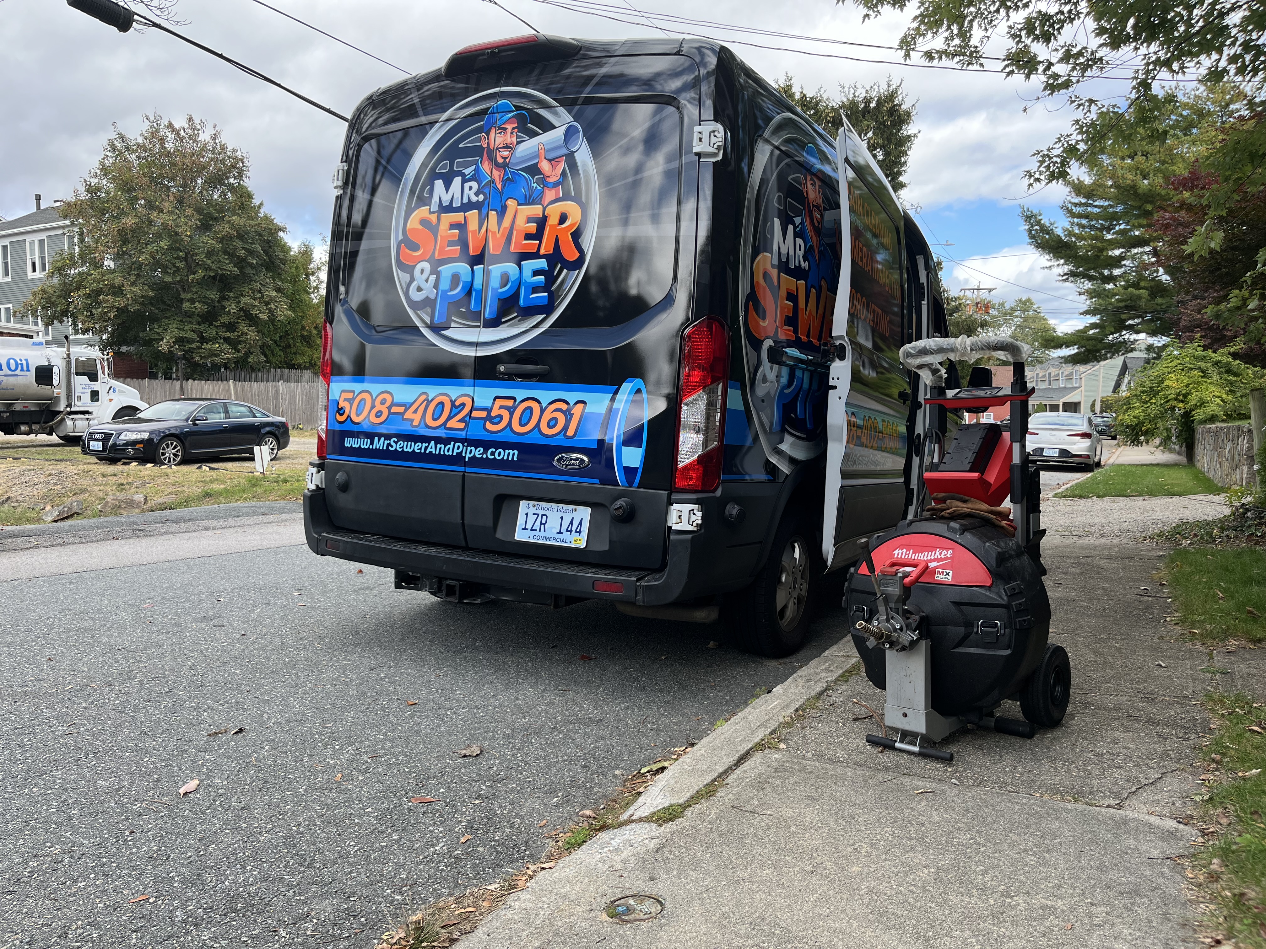Drain cable clearing a residential kitchen sink